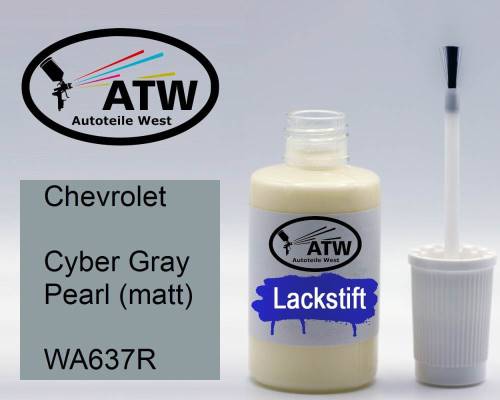 Chevrolet, Cyber Gray Pearl (matt), WA637R: 20ml Lackstift, von ATW Autoteile West.